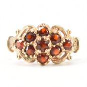 HALLMARKED 9CT GOLD & GARNET CLUSTER RING