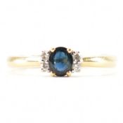 HALLMARKED 9CT GOLD SAPPHIRE & DIAMOND RING