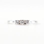 HALLMARKED 9CT WHITE GOLD & CZ THREE STONE RING