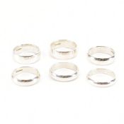 COLLECTION OF SIX HALLMARKED SILVER BAND RINGS