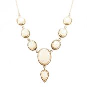 HALLMARKED 9CT GOLD & OPAL FESTOON COLLAR NECKLACE