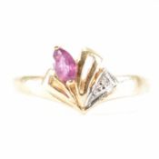 HALLMARKED 9CT GOLD & RUBY & DIAMOND RING