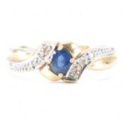 HALLMARKED 9CT GOLD & BLUE STONE RING