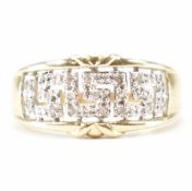 HALLMARKED 9CT GOLD & DIAMOND GREEK KEY RING