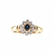 HALLMARKED 9CT GOLD SAPPHIRE & DIAMOND CLUSTER RING