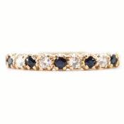 HALLMARKED 9CT GOLD BLUE & WHITE STONE RING
