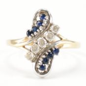 HALLMARKED 9CT GOLD SAPPHIRE & WHITE STONE RING