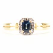 HALLMARKED 18CT GOLD SAPPHIRE & DIAMOND RING