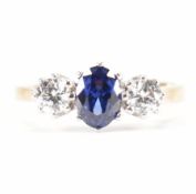 HALLMARKED 9CT GOLD TANZANITE & CZ RING