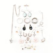 COLLECTION OF SILVER & WHITE METAL JEWELLERY