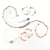 COLLECTION OF SILVER & WHITE METAL JEWELLERY