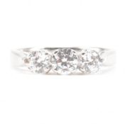 HALLMARKED 9CT WHITE GOLD & CZ THREE STONE RING