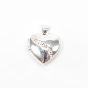 HALLMARKED 9CT WHITE GOLD & DIAMOND HEART LOCKET PENDANT