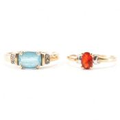 TWO 9CT GOLD STONE SET RINGS