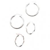 TWO PAIRS 9CT WHITE GOLD HOOP EARRINGS