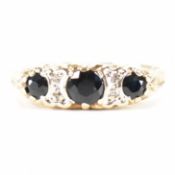 HALLMARKED 9CT GOLD SAPPHIRE & DIAMOND RING