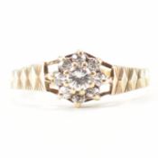 HALLMARKED 9CT GOLD & CUBIC ZIRCONIA FLOWER RING
