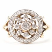 HALLMARKED 9CT GOLD & DIAMOND FLORAL RING