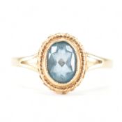HALLMARKED 9CT GOLD & BLUE STONE RING