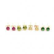 FOUR PAIRS 9CT GOLD GEM SET STUD EARRINGS