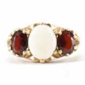 HALLMARKED 9CT GOLD OPAL & GARNET RING