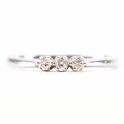 HALLMARKED 18CT WHITE GOLD & DIAMOND THREE STONE RING