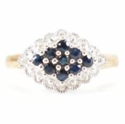HALLMARKED 9CT GOLD SAPPHIRE & DIAMOND CLUSTER RING