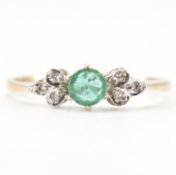HALLMARKED 9CT GOLD EMERALD & DIAMOND RING