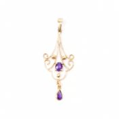 HALLMARKED 9CT GOLD AMETHYST NECKLACE PENDANT