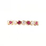 HALLMARKED RUBY & DIAMOND HALF ETERNITY RING