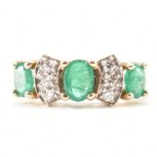 HALLMARKED 9CT GOLD EMERALD & DIAMOND RING