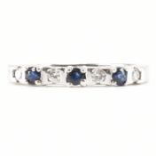 HALLMARKED 9CT WHITE GOLD SAPPHIRE & DIAMOND HALF ETERNITY RING
