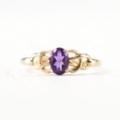 HALLMARKED 9CT GOLD AMETHYST RING