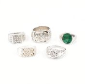 COLLECTION OF FIVE GENTS 925 SILVER RINGS