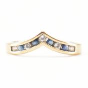 HALLMARKED 9CT GOLD STONE SET CHEVRON RING