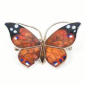 HALLMARKED MARIUS HAMMER 930 SILVER ENAMEL BUTTERFLY BROOCH