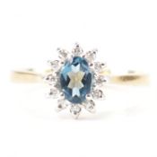 HALLMARKED 9CT GOLD TOPAZ & DIAMOND RING