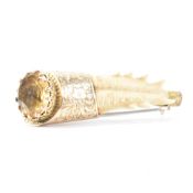 ANTIQUE SCOTTISH GOLD CITRINE & ANTLER BROOCH