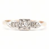 ART DECO 9CT GOLD & DIAMOND 3 STONE RING