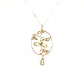 ANTIQUE EDWARDIAN GOLD & PERIDOT PENDANT NECKLACE