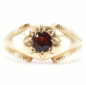 HALLMARKED 9CT GOLD & GARNET SIGNET RING