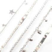 COLLECTION OF FIVE STERLING SILVER BRACELETS