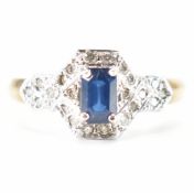 HALLMARKED 9CT GOLD SAPPHIRE & DIAMOND RING