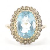 HALLMARKED 9CT GOLD BLUE STONE DRESS RING