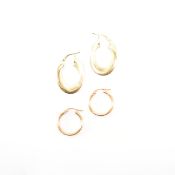 TWO PAIRS OF 9CT GOLD HOOP EARRINGS