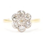 HALLMARKED 18CT GOLD & DIAMOND FLOWER HEAD RING