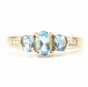HALLMARKED 9CT GOLD TOPAZ & DIAMOND RING