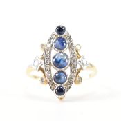 1930S ART DECO DIAMOND & SAPPHIRE PANEL RING