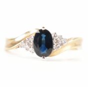 HALLMARKED 9CT GOLD SAPPHIRE & DIAMOND RING