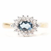 HALLMARKED 9CT GOLD TOPAZ & CZ CLUSTER RING